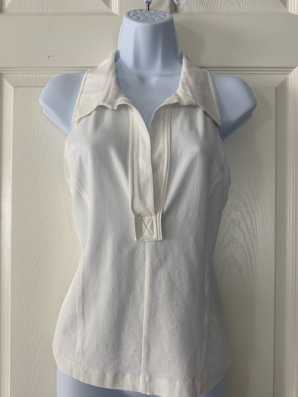 Anthropologie Pilcro White Reworked Halter Tank Polo Top Size Medium EUC